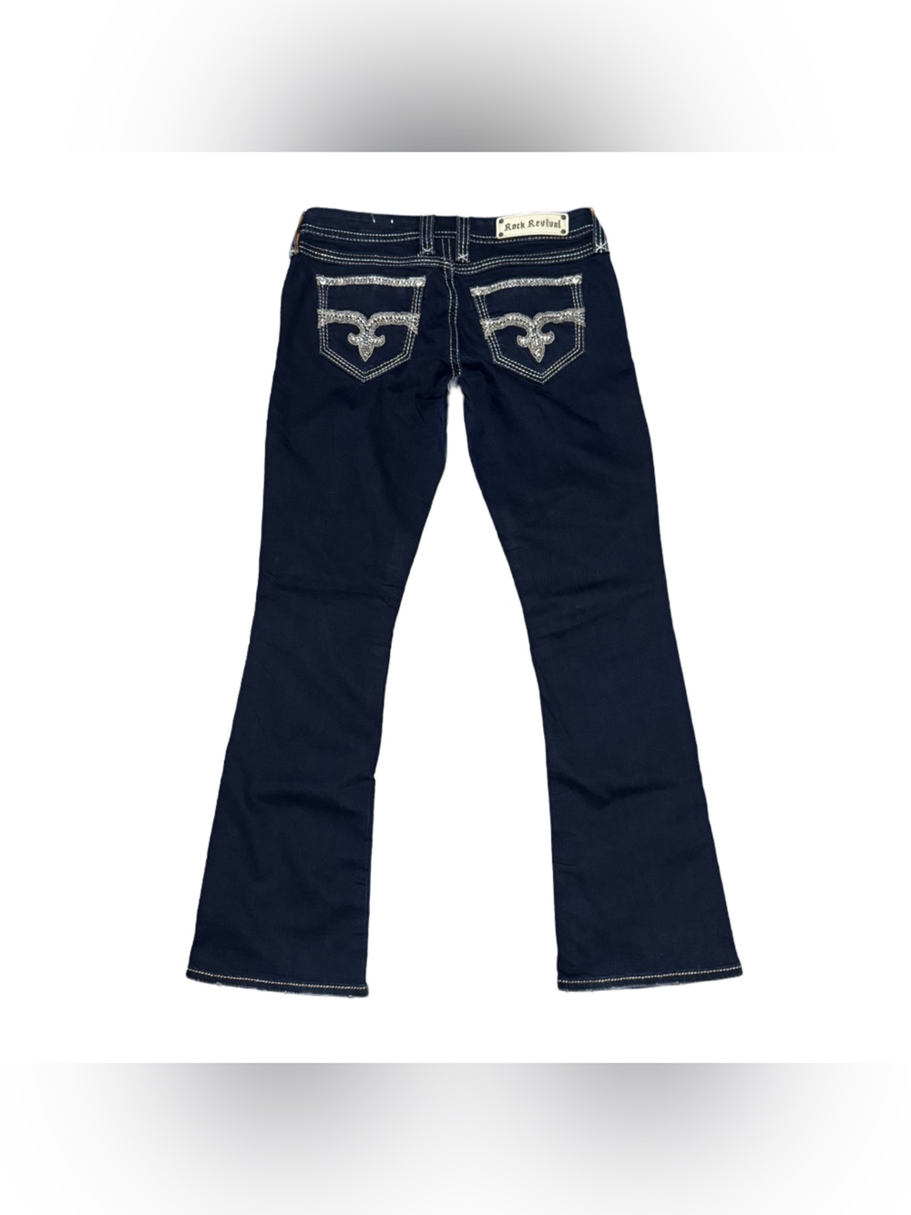 Rock Revival Women's Navy Bootcut Jeans with Contrast Stitching